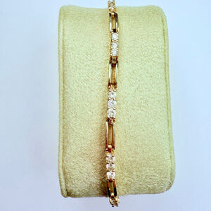 6.5 TCW Cubic Zirconia CZ Gold Vermeil Sterling Silver 3mm Tennis Bracelet